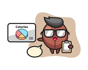 Coffee bean cartoon as a dietitian