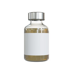 Vaccine glass bottle mockup isolated on white background, 3d rendering.