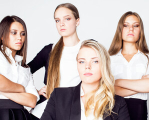 lot of businesswomen happy smiling celebrating success of team victory on work, dress code black and white official, lifestyle real working people concept