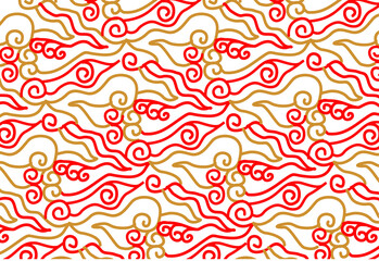 Batik painting of Java Indonesia , excellent line pattern, on white background