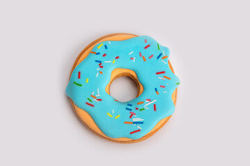 colorful donut on light grey background. Minimal food concept