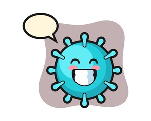 Virus cartoon happy with smile gesture