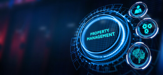 PROPERTY MANAGEMENT inscription, new business concept Business, Technology, Internet and network concept.