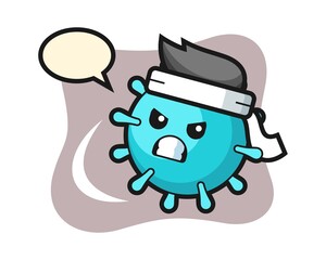 Virus cartoon doing a karate kick