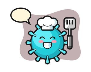 Virus chef cartoon is cooking