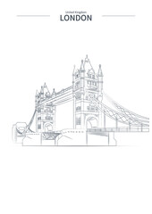 London cityscape line vector. sketch style Britain landmark illustration .