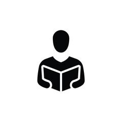 Man reading book icon glyph for web and mobile, modern flat design. Simple solid style. Vector illustration isolated on white background. EPS 10