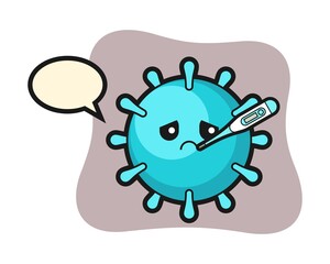 Virus cartoon with fever condition