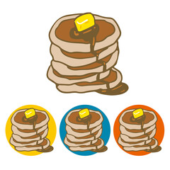 重なるパンケーキ/ホットケーキのイラスト