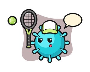 Virus cartoon as a tennis player