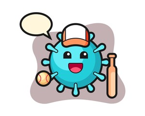 Virus cartoon as a baseball player