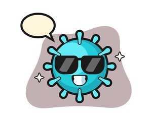 Virus cartoon with cool gesture