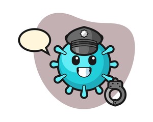 Virus cartoon as a police