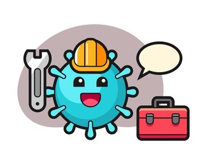 Virus cartoon as a mechanic