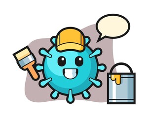 Virus cartoon as a painter