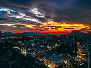 sunset over the city