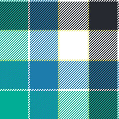 Teal Blue Seamless Plaid pattern vector illustration. Check plaid for fashion textile design. Aqua Color Tones