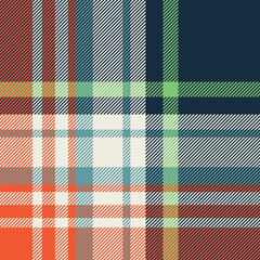 Orange and navy Plaid pattern seamless vector illustration. Colourful Check plaid for fashion textile design. - obrazy, fototapety, plakaty