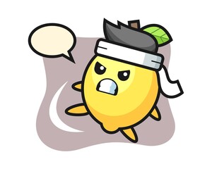 Lemon cartoon illustration doing a karate kick