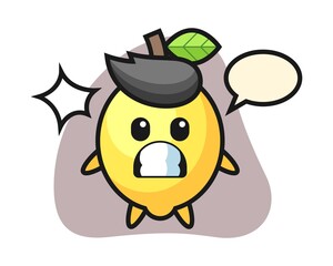 Lemon character cartoon with shocked gesture