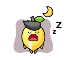 Lemon character illustration sleeping at night