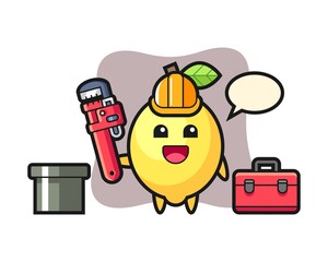 Character illustration of lemon as a plumber