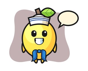 Character mascot of lemon as a sailor man