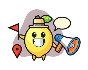 Character cartoon of lemon as a tour guide