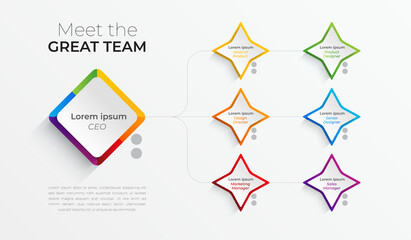 Colorful Organizational team chart - Infographic.