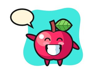Apple cartoon character doing wave hand gesture