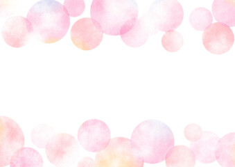 水彩テクスチャの水玉柄フレーム　ピンク