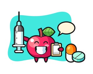 Mascot illustration of apple as a doctor