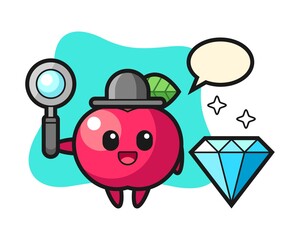 Illustration of apple character with a diamond