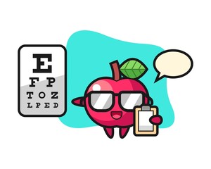 Illustration of apple mascot as a ophthalmology
