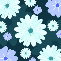 Vector seamless pattern, nature design. Colorful summer texture with flowers.