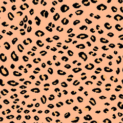 Abstract modern leopard seamless pattern. Animals trendy background. Beige and black decorative vector stock illustration for print, card, postcard, fabric, textile. Modern ornament of stylized skin.