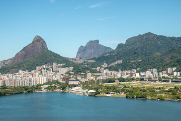 Fototapeta na wymiar view from the summit of the vulture's lookout in the rodrigo de freitas lagoon in Rio de Janeiro.