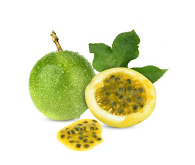 Set of passionfruit isolated on white background
