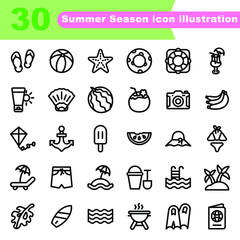 summer season modern outline, Stroke, linear style. Simple symbol collection vector icon illustration
