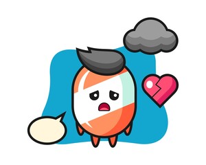Candy cartoon illustration is broken heart