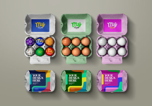 Egg Box Mockup - Easter, Painting, Paper, Carton, Half Dozen, Set