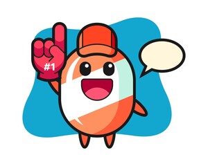 Candy illustration cartoon with number 1 fans glove