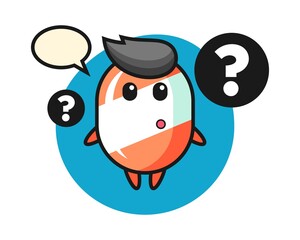 Cartoon illustration of candy with the question mark