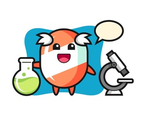 Mascot character of candy as a scientist