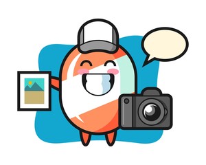 Character illustration of candy as a photographer