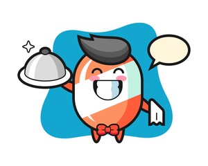 Character mascot of candy as a waiters