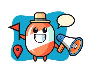 Fototapeta premium Character cartoon of candy as a tour guide