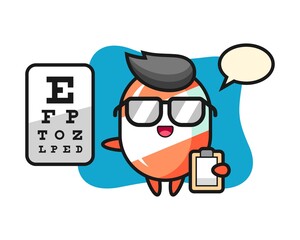 Illustration of candy mascot as a ophthalmology