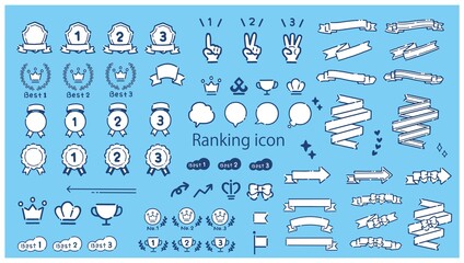 Hand-painted simple and cute ranking and ribbon icon material set - obrazy, fototapety, plakaty