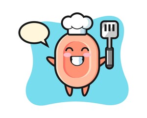 Soap character illustration as a chef is cooking